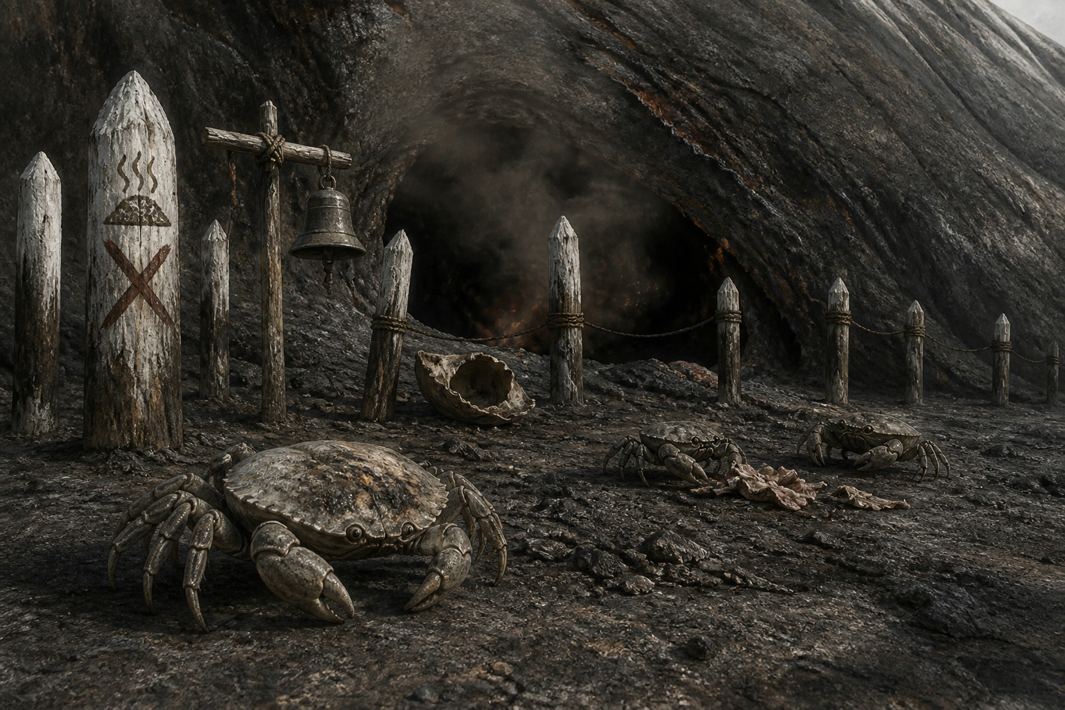 Vent-crabs observed beyond a warning line
