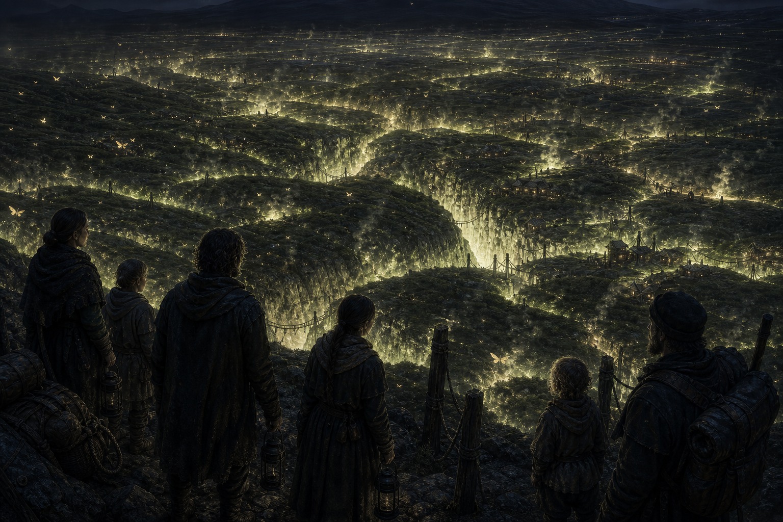The Lamps appearing across an entire region at night