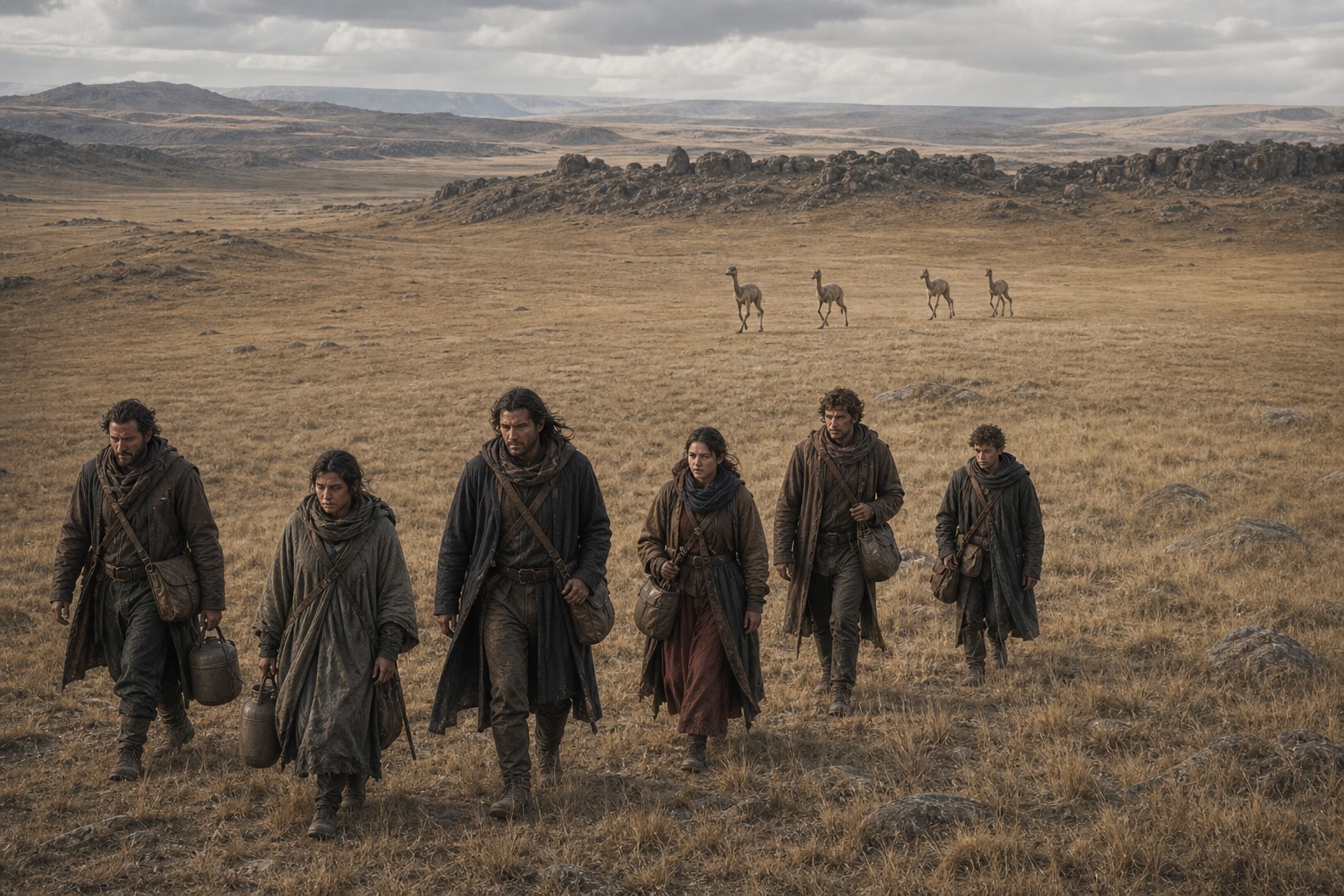 A family of lopers in pursuit across open plain