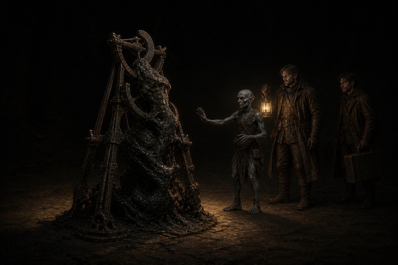 A bone-iron warden surveying a relic