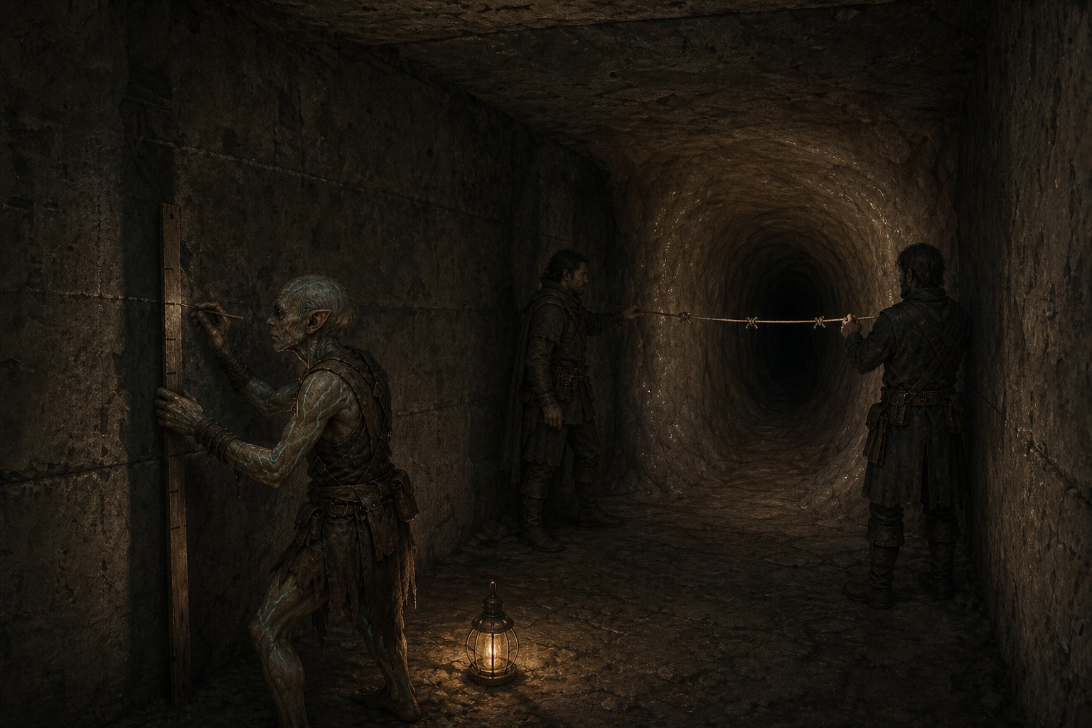 A Mender measuring a damaged tunnel