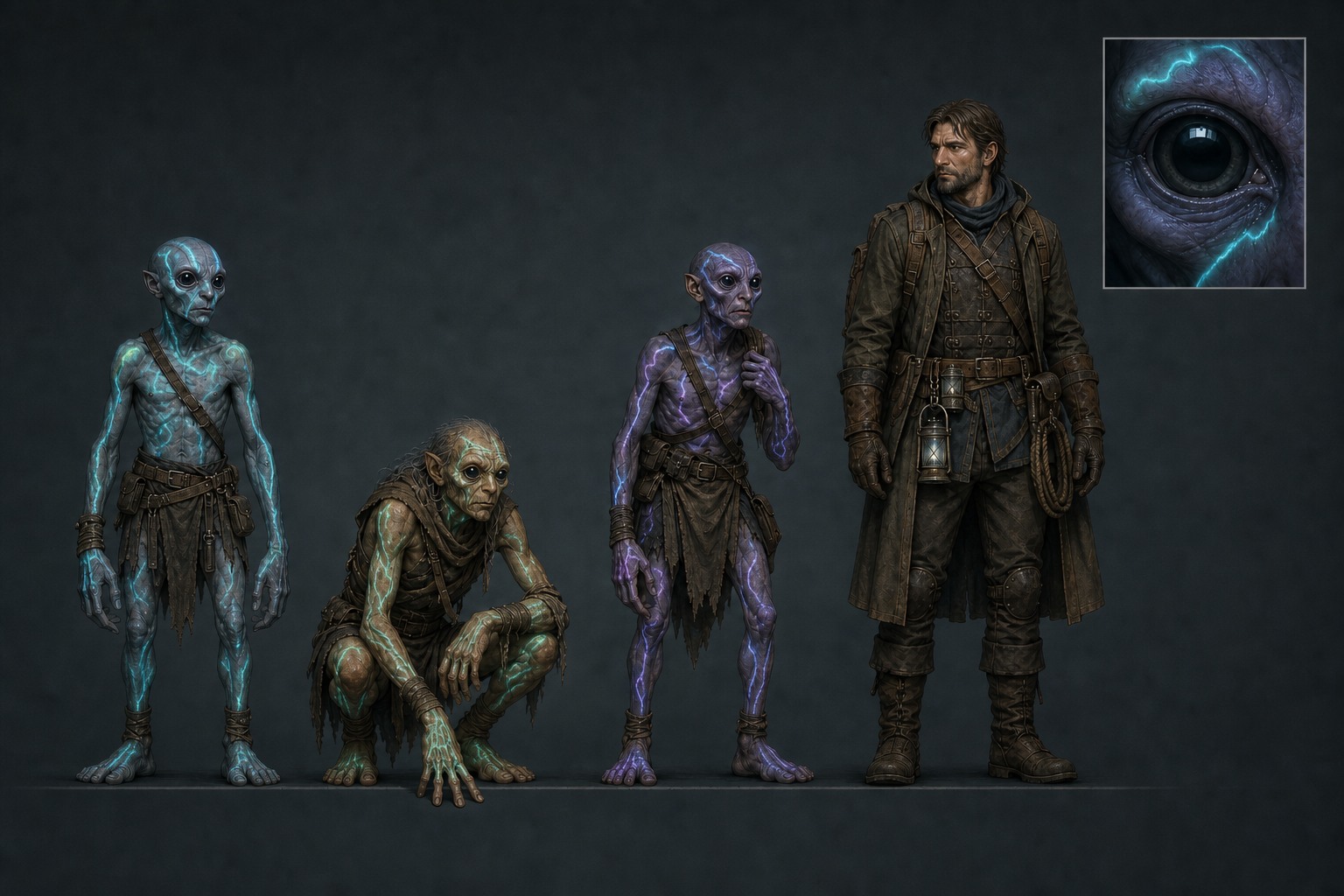 Underfolk anatomy and stature study marked for the Depths