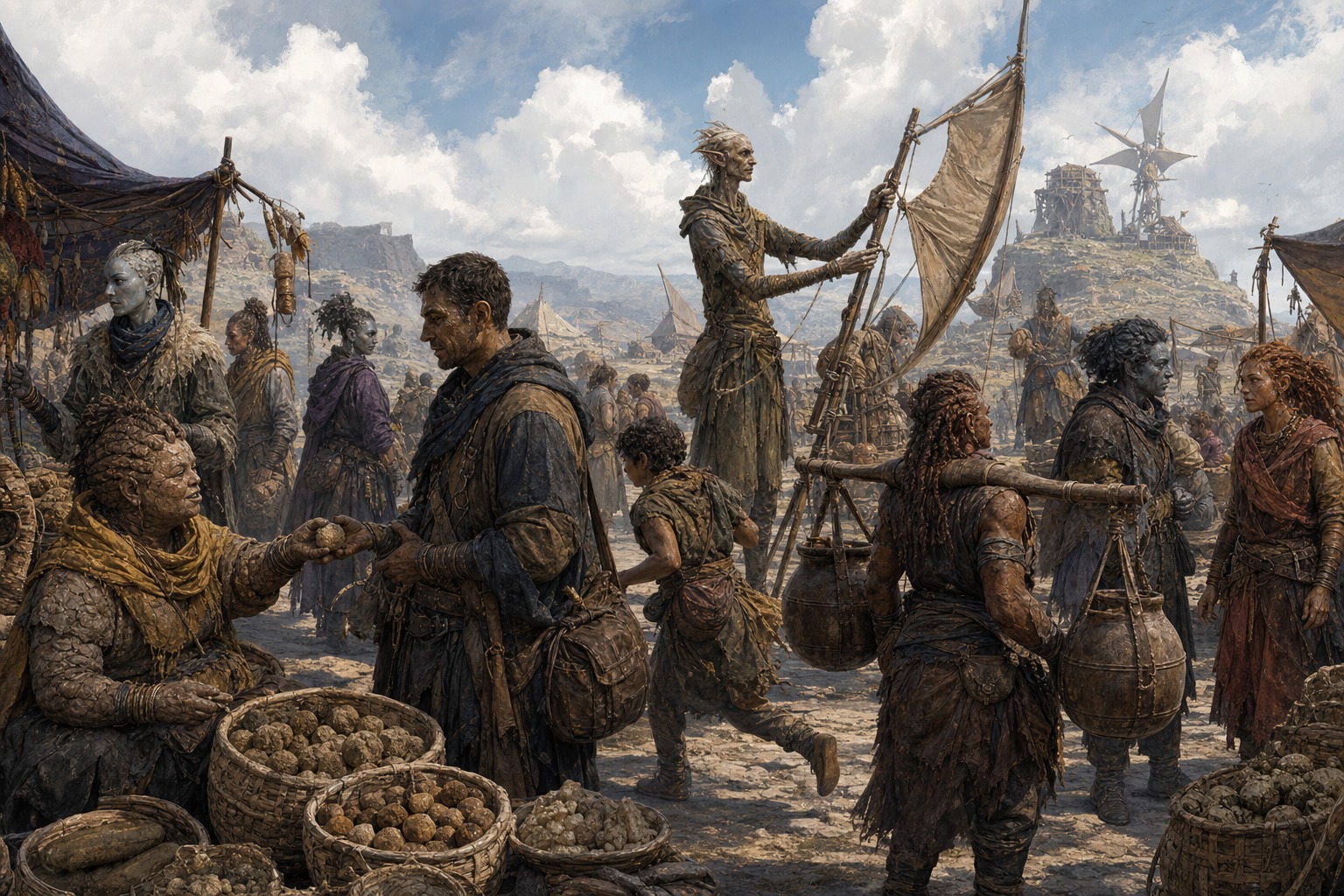 People of several Lineages sharing a market on the Tread