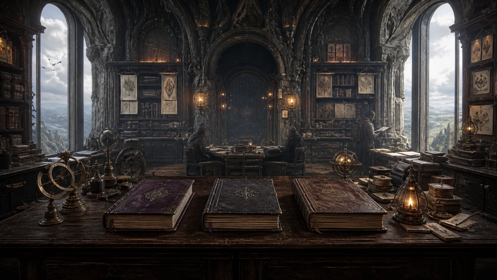 Three TREADBOUND volumes on a worktable in an archive
